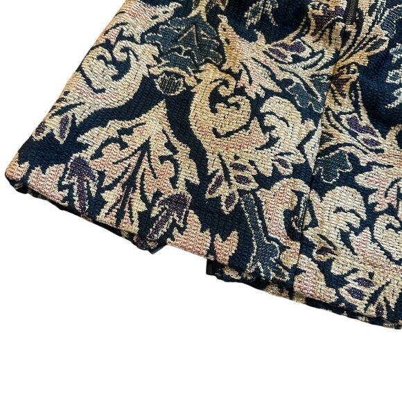 Free People Winter Warrior Brocade Mini Skirt Gold Black Thick Fabric Size 6 - Picture 9 of 12